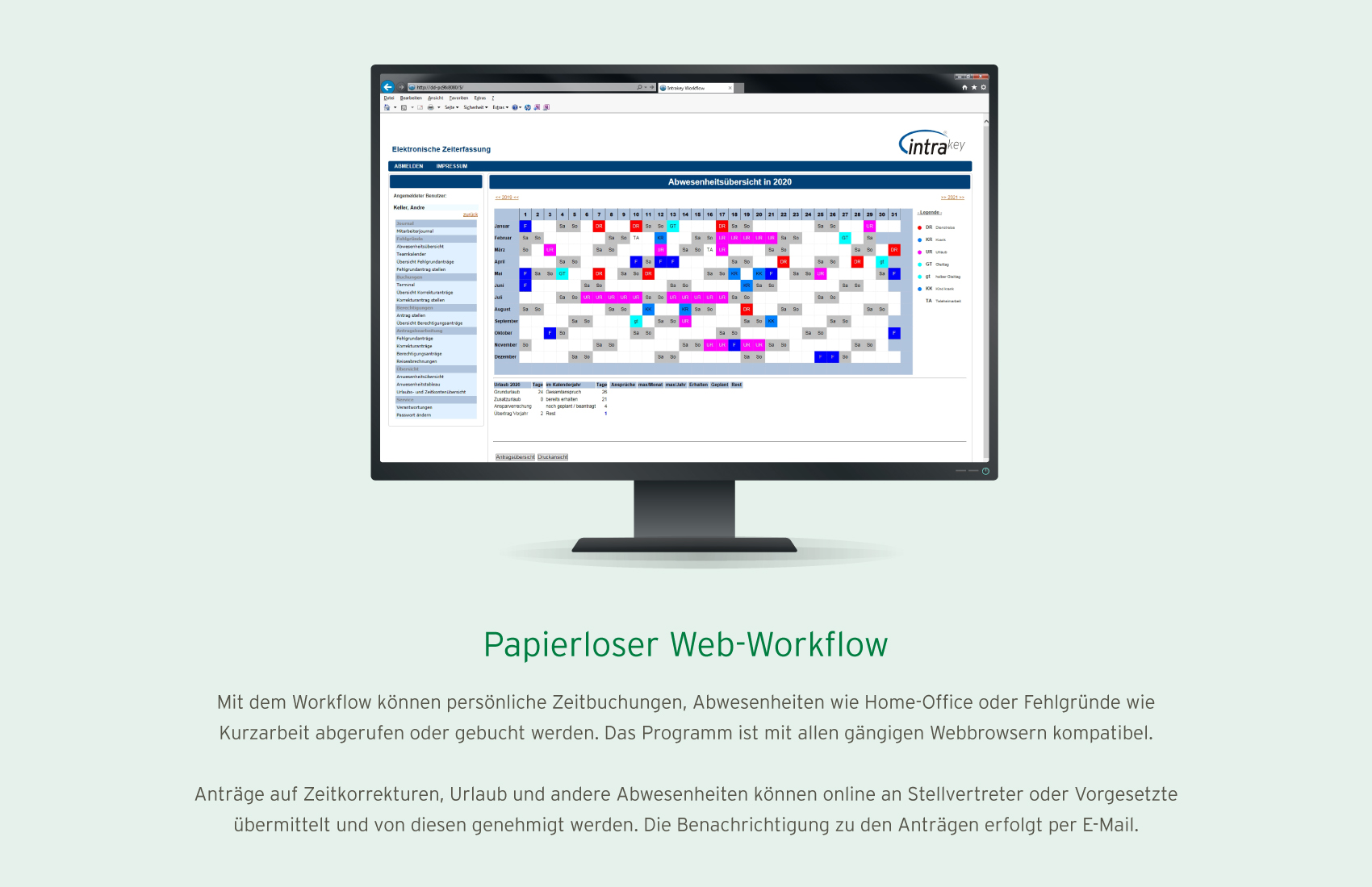 Beispielbild für Papierlosen Webworkflow der Zeiterfassungssoftware