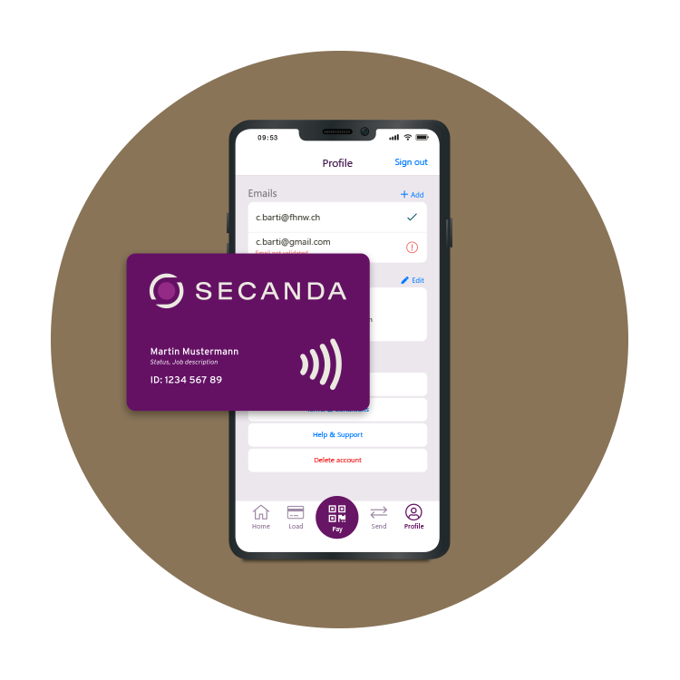 SECANDA Chipkarte und SECANDA App für Bezahlen im öffentlichen Bereich 